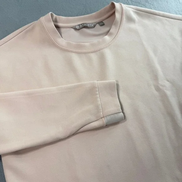 Athleta Sweatshirt Womens XXS Pastel Pink Cropped High-Low Crewneck Loungewear - Picture 5 of 8